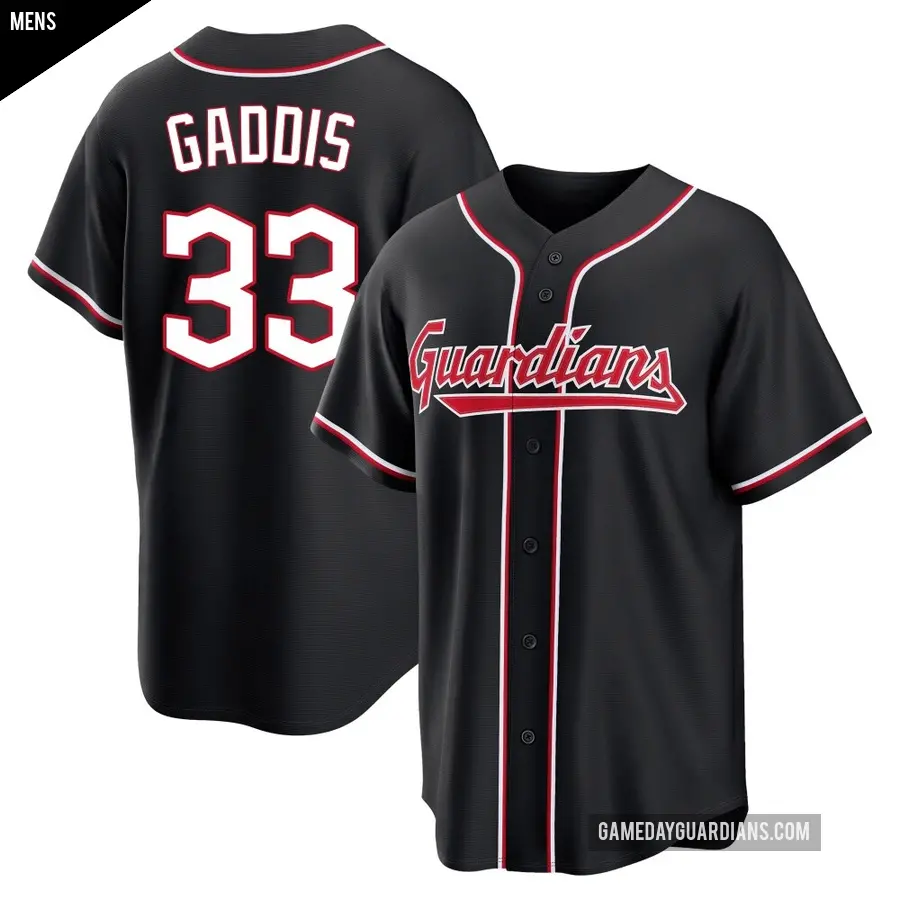 Men's Cleveland Guardians ＃33 Hunter Gaddis Replica Black Fashion Out Jersey