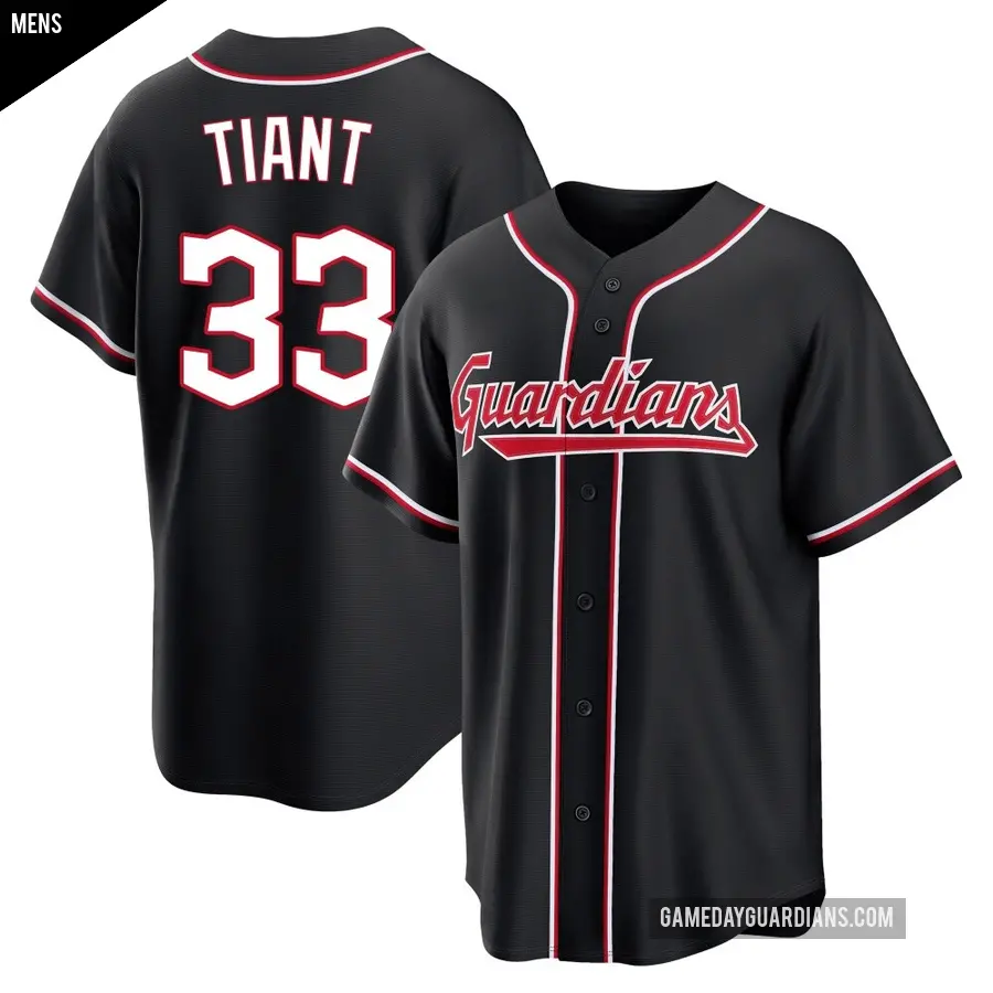 Men's Cleveland Guardians ＃33 Luis Tiant Replica Black Fashion Out Jersey