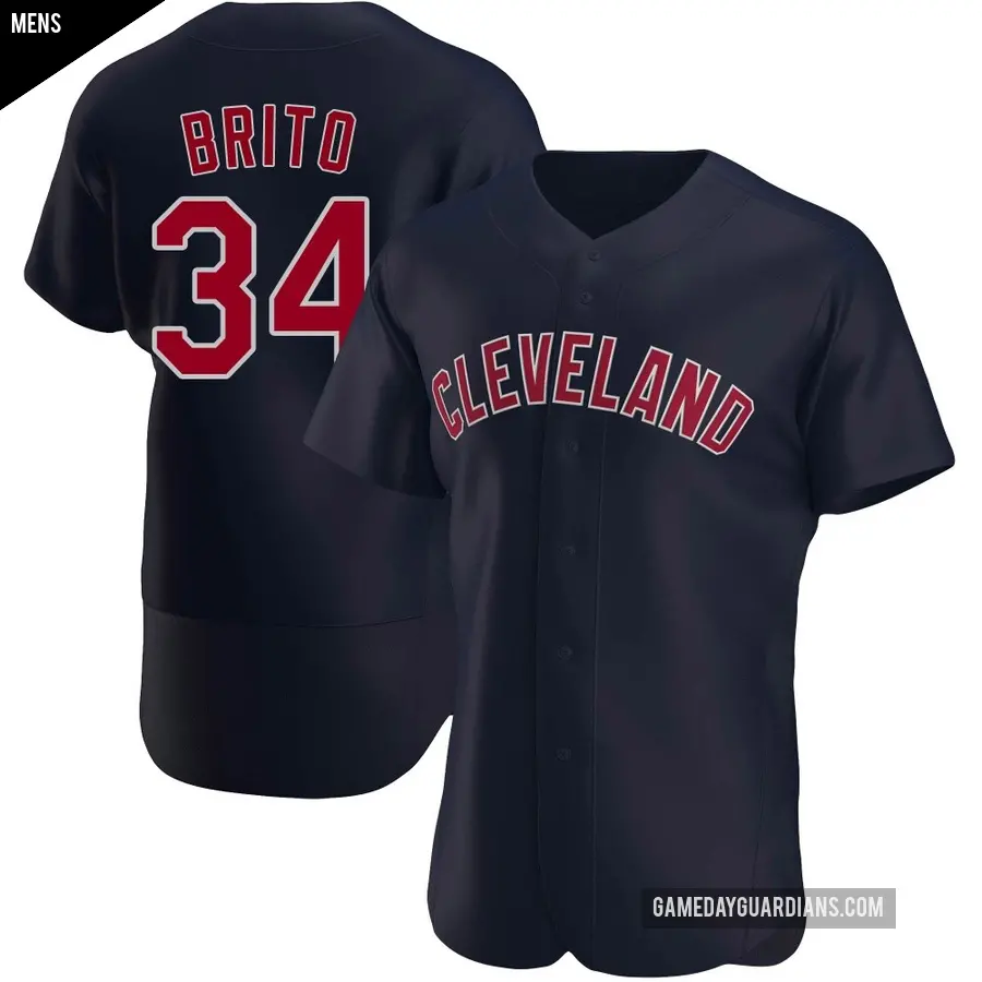 Men's Cleveland Guardians ＃34 Juan Brito Authentic Navy Alternate Jersey
