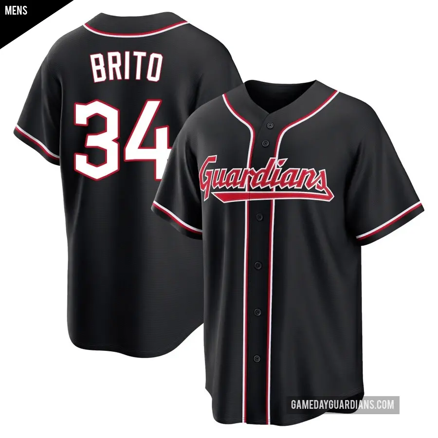 Men's Cleveland Guardians ＃34 Juan Brito Replica Black Fashion Out Jersey