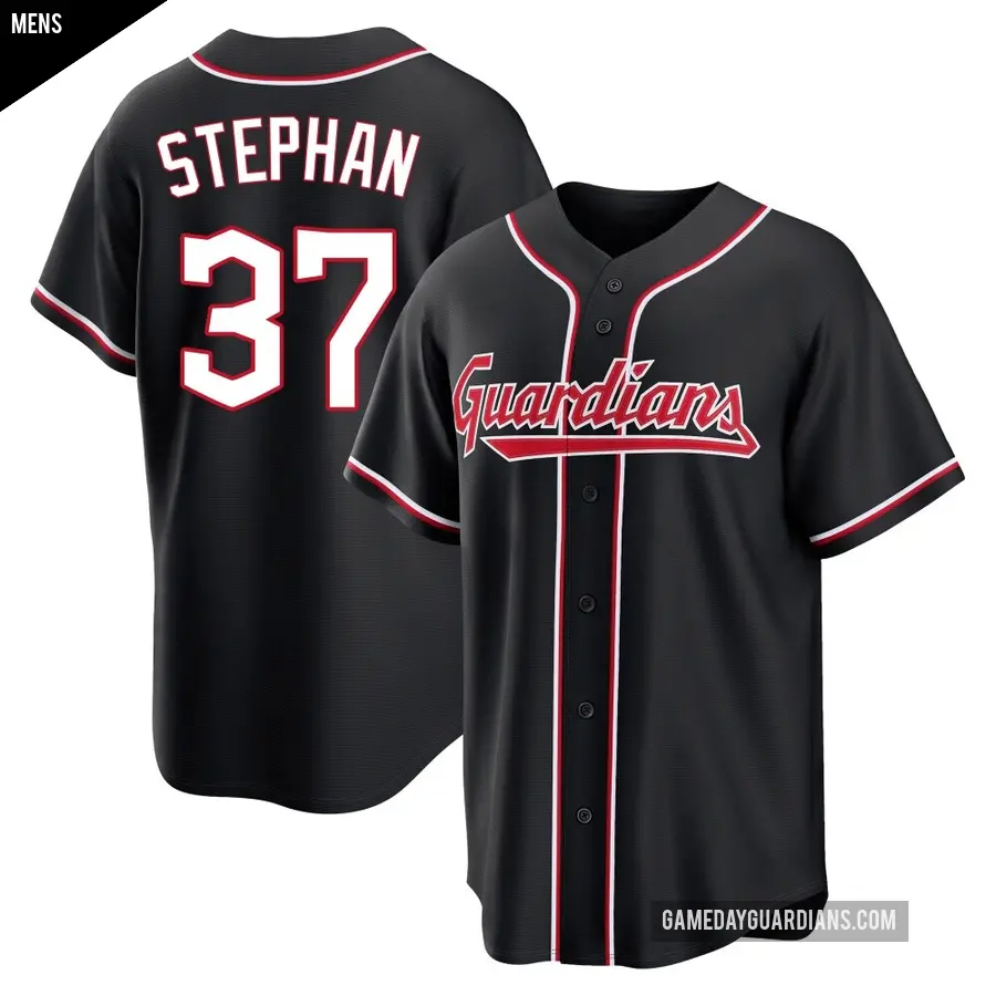 Men's Cleveland Guardians ＃37 Trevor Stephan Replica Black Fashion Out Jersey
