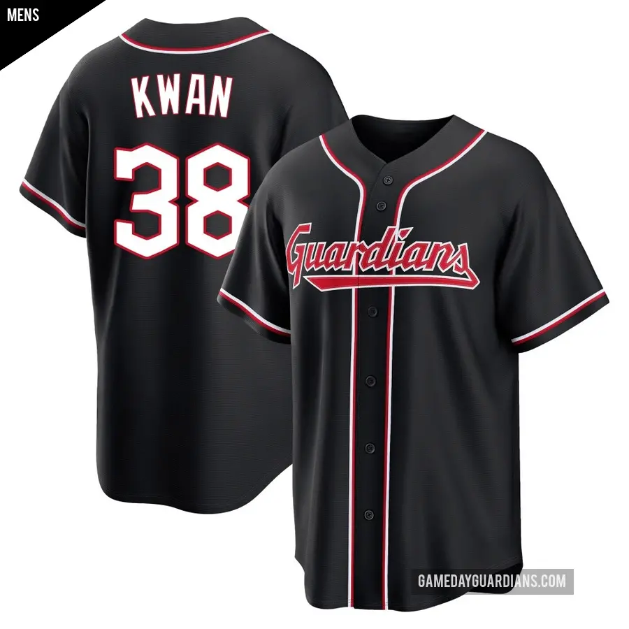 Men's Cleveland Guardians ＃38 Steven Kwan Replica Black Fashion Out Jersey