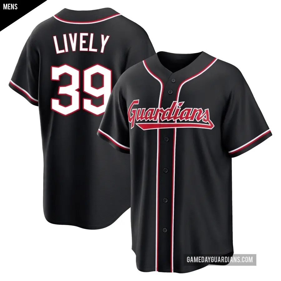 Men's Cleveland Guardians ＃39 Ben Lively Replica Black Fashion Out Jersey