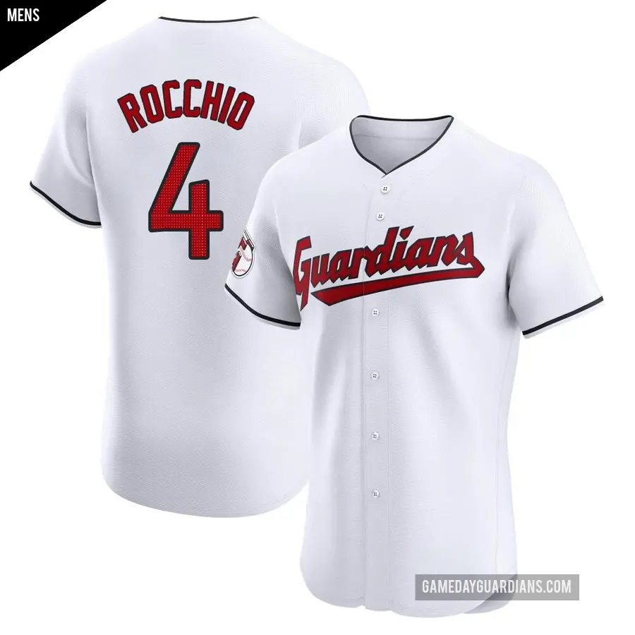 Men's Cleveland Guardians ＃4 Brayan Rocchio Elite White Home Jersey