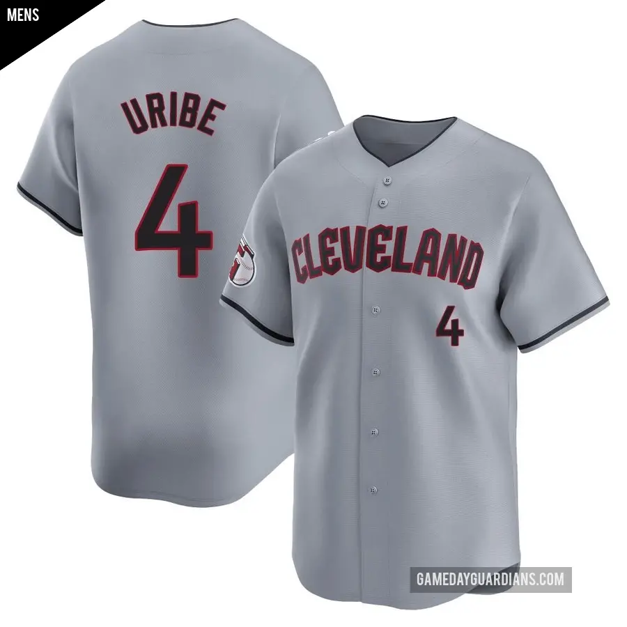 Men's Cleveland Guardians ＃4 Juan Uribe Limited Gray Road Jersey