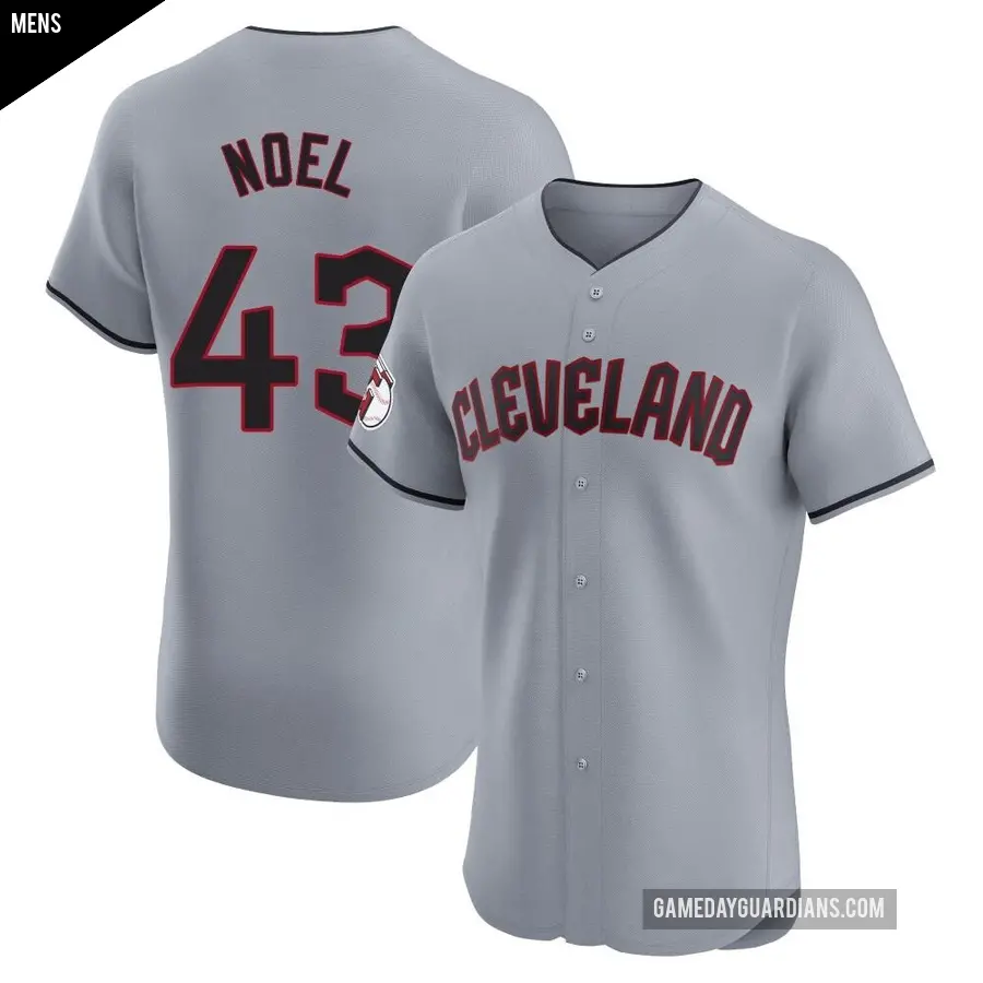 Men's Cleveland Guardians ＃43 Jhonkensy Noel Elite Gray Road Jersey