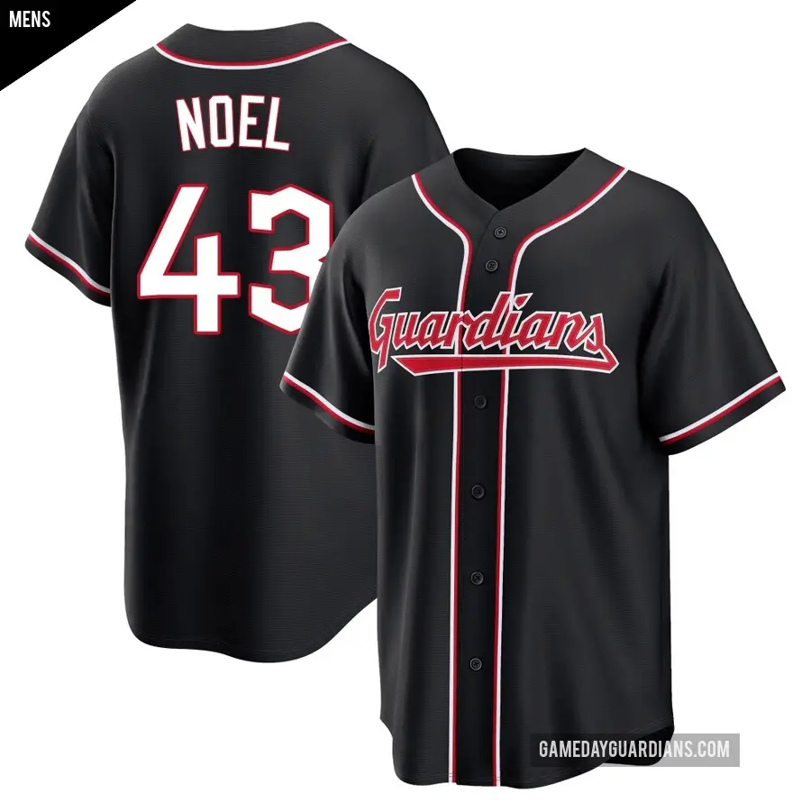 Men's Cleveland Guardians ＃43 Jhonkensy Noel Replica Black Fashion Out Jersey