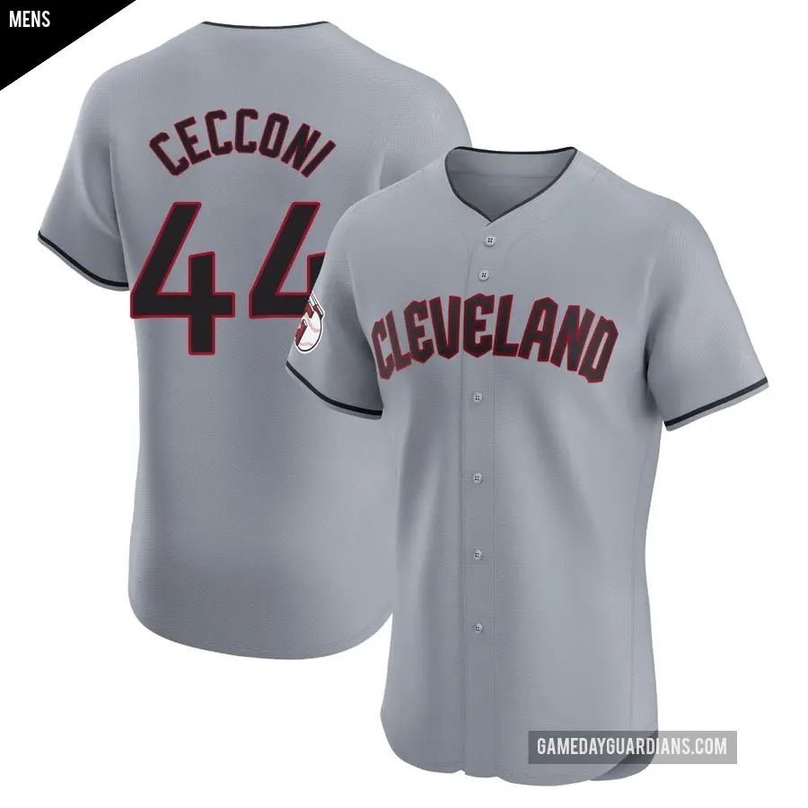 Men's Cleveland Guardians ＃44 Slade Cecconi Elite Gray Road Jersey