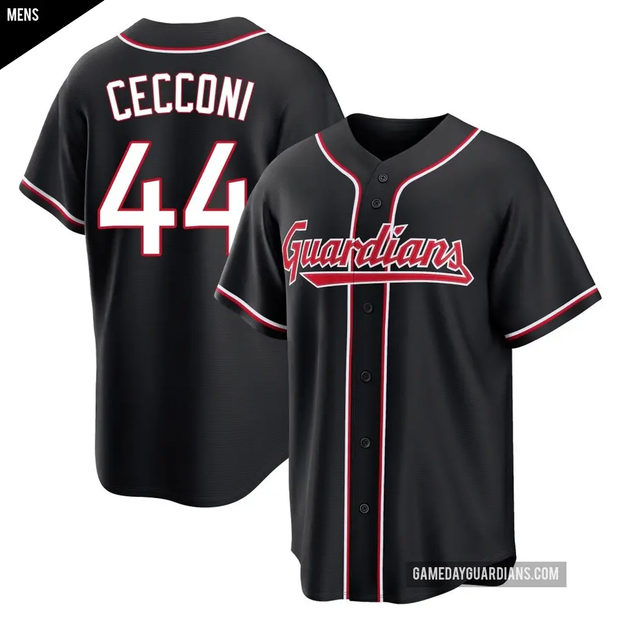 Men's Cleveland Guardians ＃44 Slade Cecconi Replica Black Fashion Out Jersey
