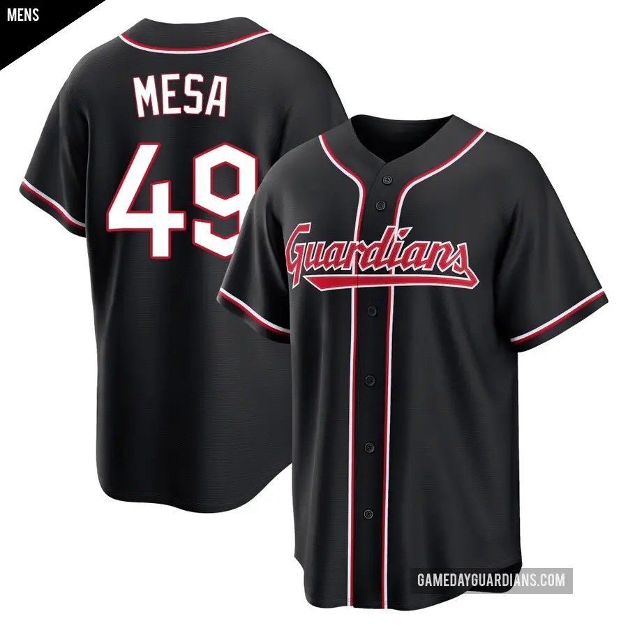Men's Cleveland Guardians ＃49 Jose Mesa Replica Black Fashion Out Jersey