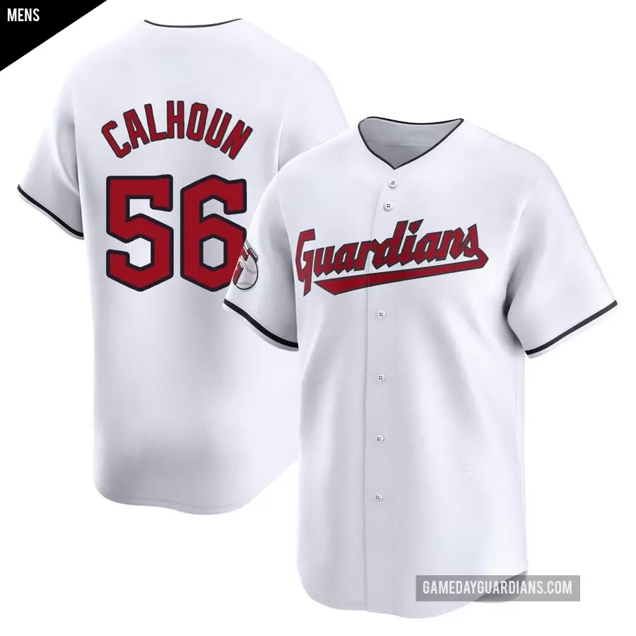 Men's Cleveland Guardians ＃56 Kole Calhoun Limited White Home Jersey
