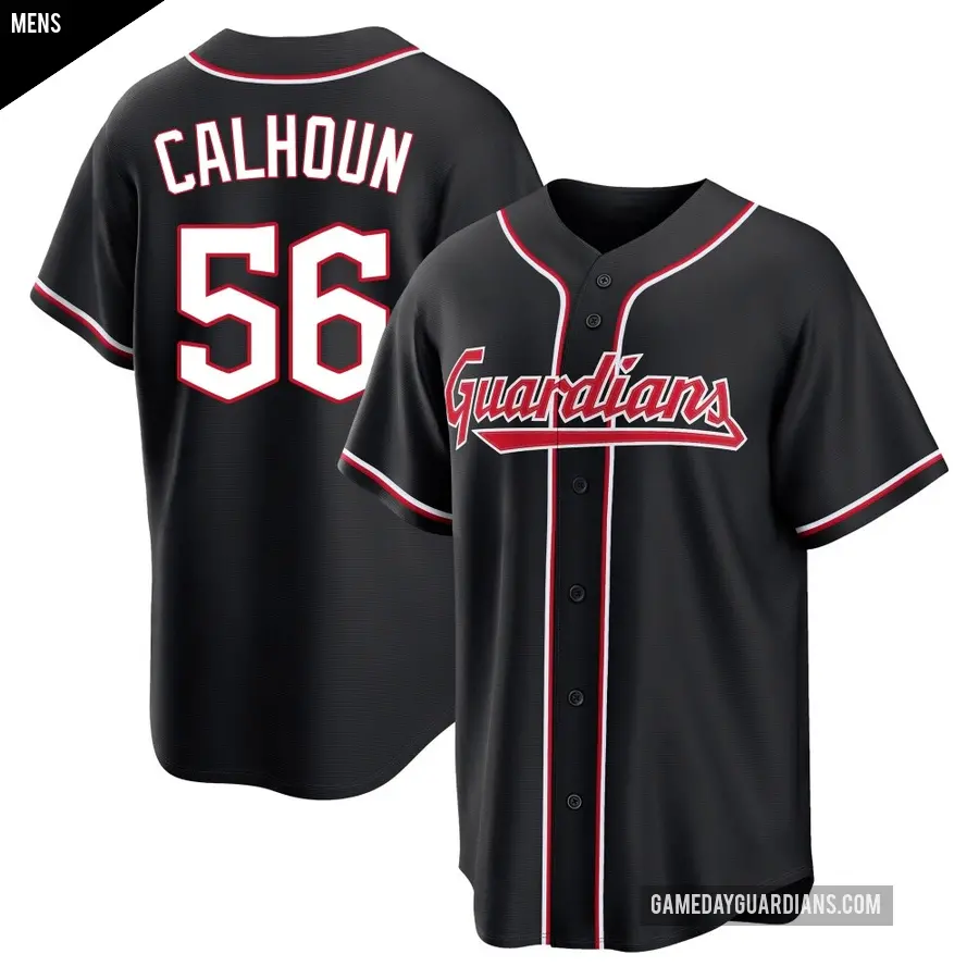 Men's Cleveland Guardians ＃56 Kole Calhoun Replica Black Fashion Out Jersey