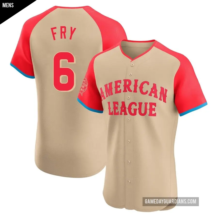 Men's Cleveland Guardians ＃6 David Fry Elite Cream American League 2024 All-Star Game Jersey