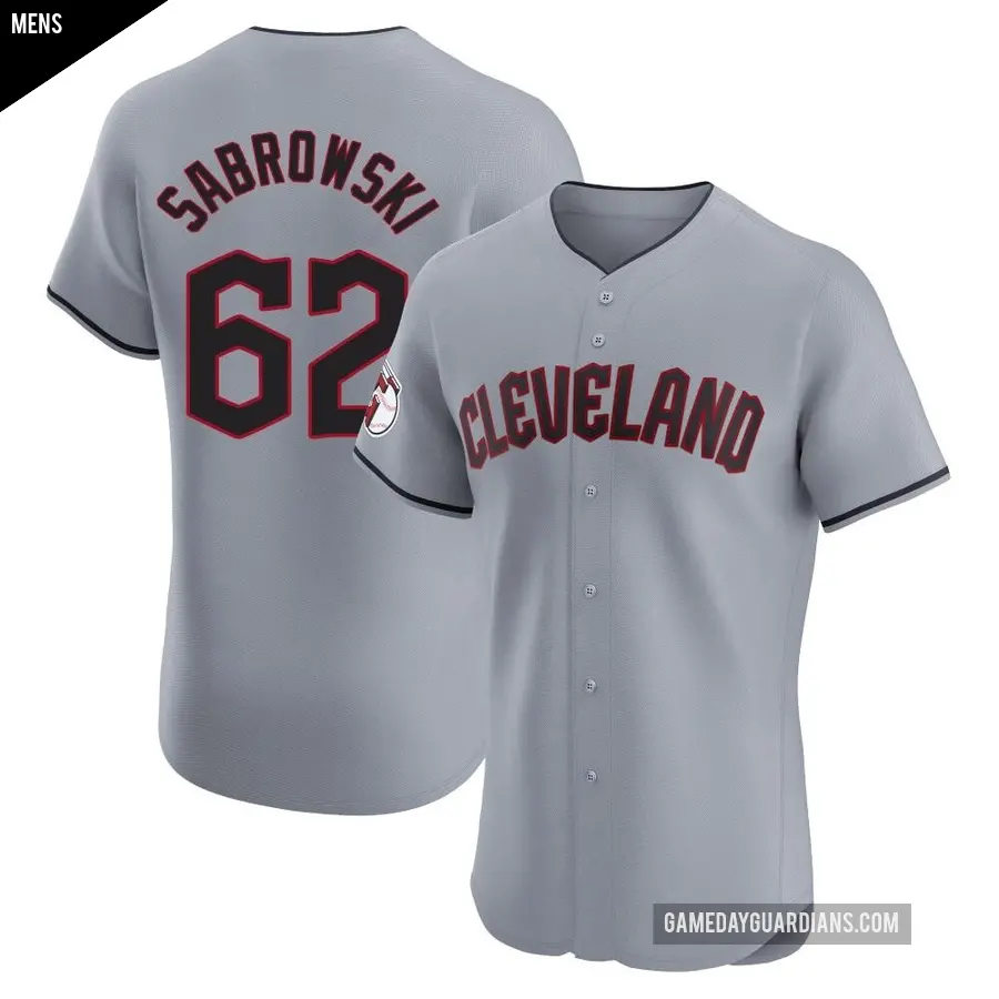 Men's Cleveland Guardians ＃62 Erik Sabrowski Elite Gray Road Jersey