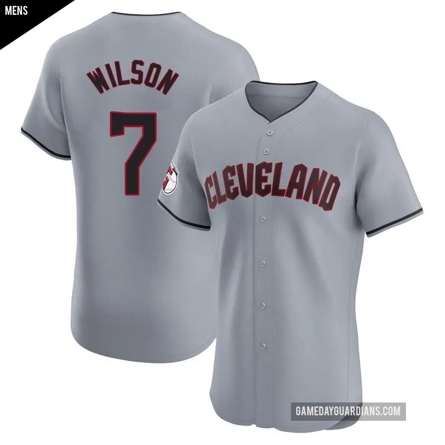 Men's Cleveland Guardians ＃7 Will Wilson Elite Gray Road Jersey