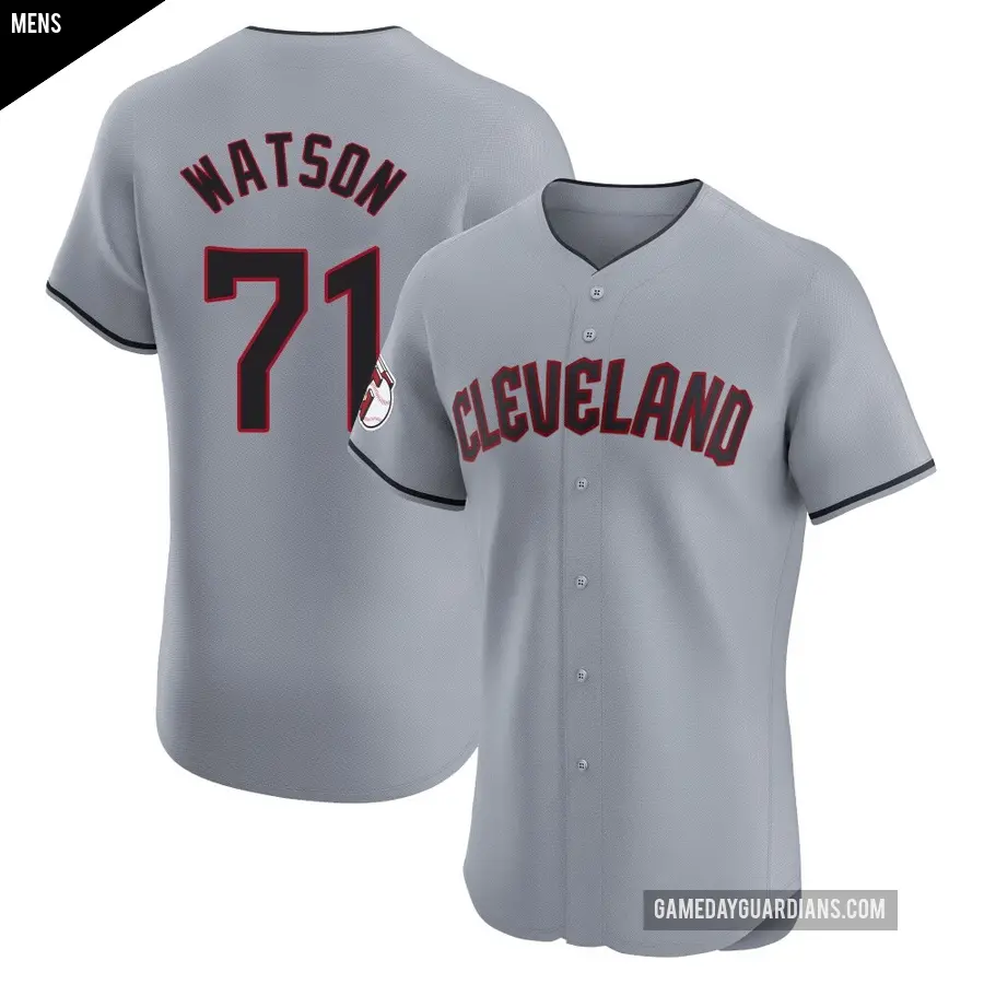 Men's Cleveland Guardians ＃71 Kahlil Watson Elite Gray Road Jersey