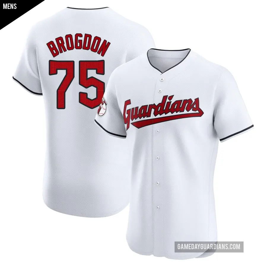 Men's Cleveland Guardians ＃75 Connor Brogdon Elite White Home Jersey