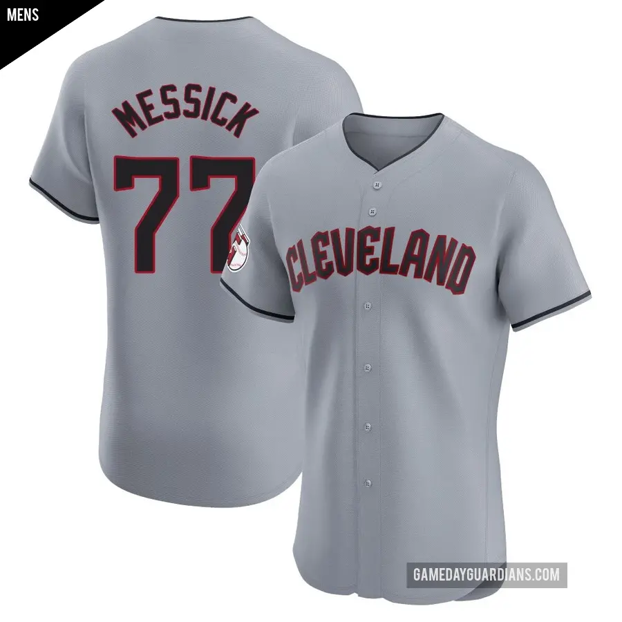 Men's Cleveland Guardians ＃77 Parker Messick Elite Gray Road Jersey