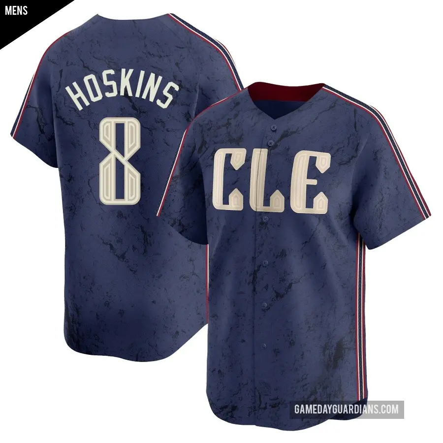 Men's Cleveland Guardians ＃8 Rhys Hoskins Limited Navy 2024 City Connect Jersey