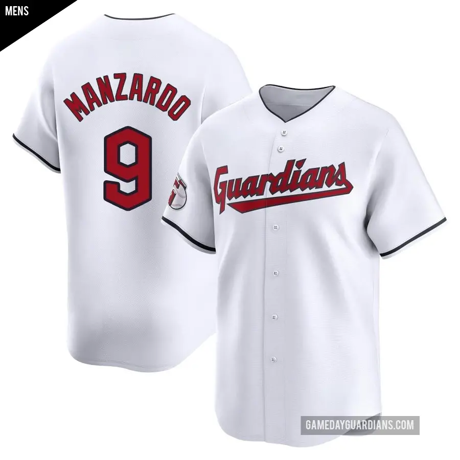 Men's Cleveland Guardians ＃9 Kyle Manzardo Limited White Home Jersey