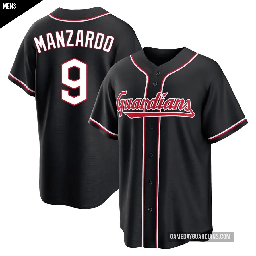 Men's Cleveland Guardians ＃9 Kyle Manzardo Replica Black Fashion Out Jersey
