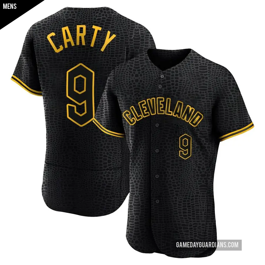 Men's Cleveland Guardians ＃9 Rico Carty Authentic Black Snake Skin City Jersey