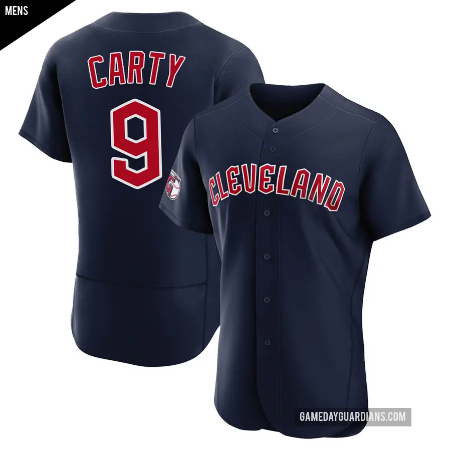 Men's Cleveland Guardians ＃9 Rico Carty Authentic Navy Alternate Jersey