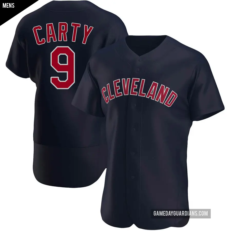 Men's Cleveland Guardians ＃9 Rico Carty Authentic Navy Alternate Jersey