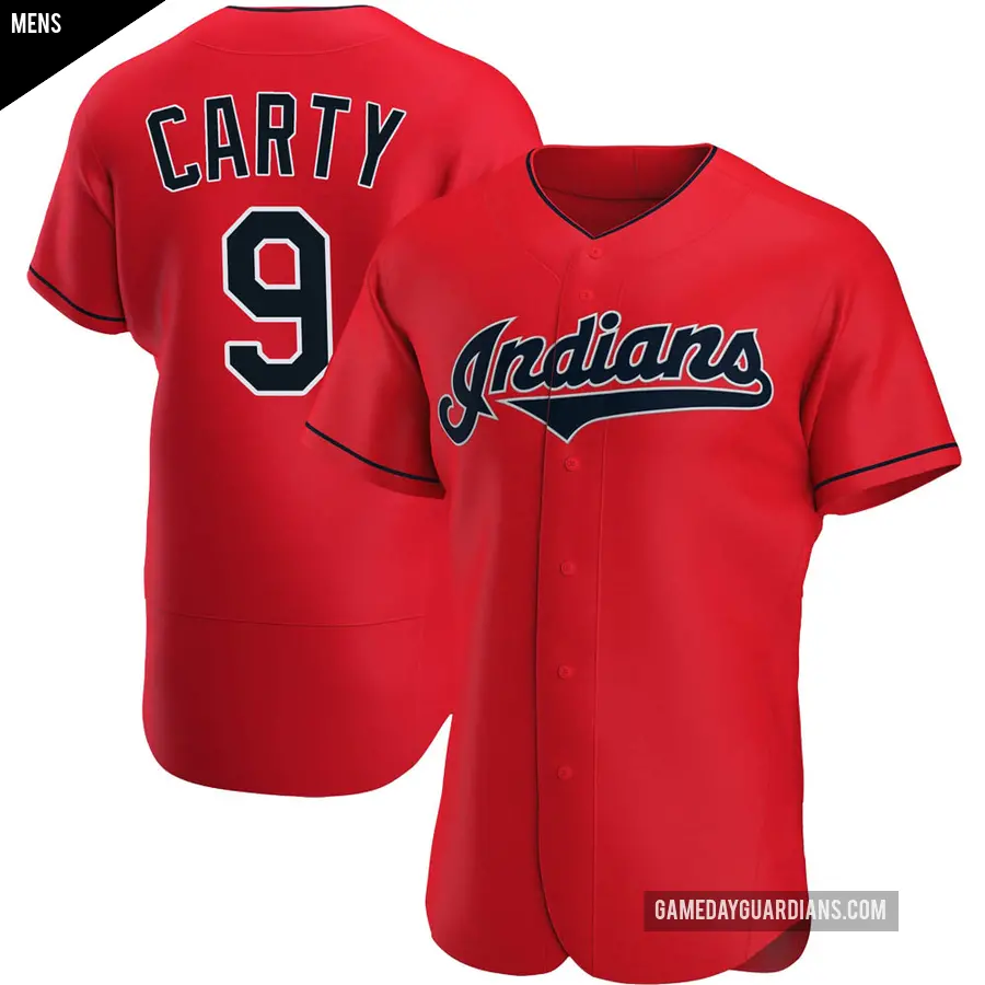 Men's Cleveland Guardians ＃9 Rico Carty Authentic Red Alternate Jersey
