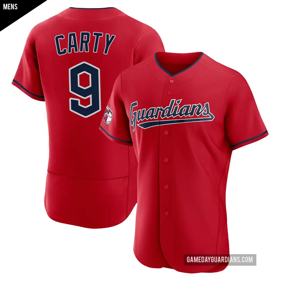 Men's Cleveland Guardians ＃9 Rico Carty Authentic Red Alternate Jersey