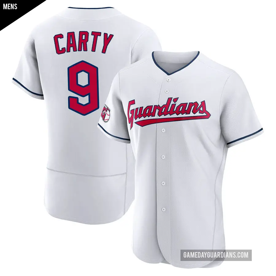 Men's Cleveland Guardians ＃9 Rico Carty Authentic White Home Jersey