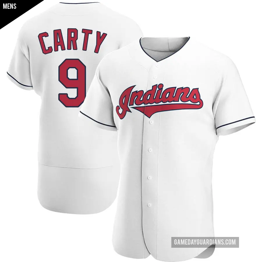 Men's Cleveland Guardians ＃9 Rico Carty Authentic White Home Jersey