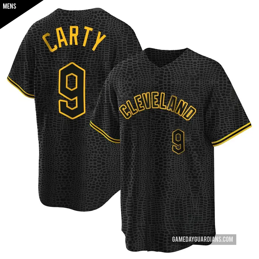 Men's Cleveland Guardians ＃9 Rico Carty Replica Black Snake Skin City Jersey