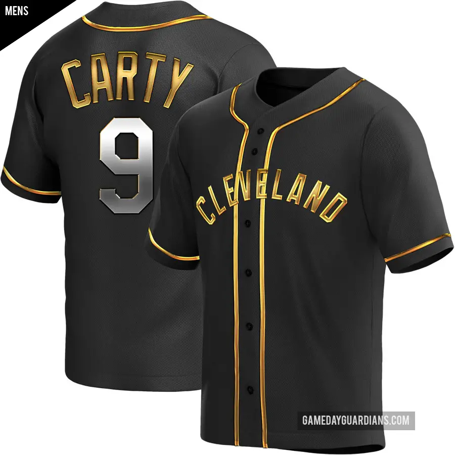 Men's Cleveland Guardians ＃9 Rico Carty Replica Gold Black en Alternate Jersey