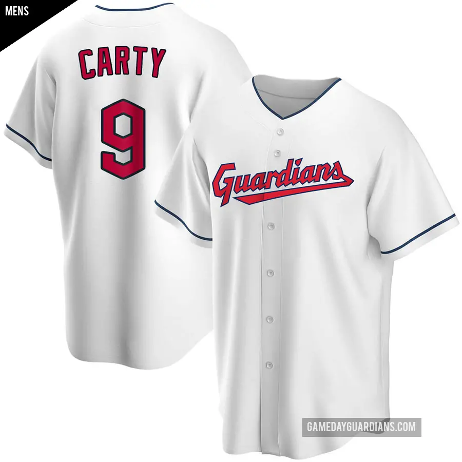 Men's Cleveland Guardians ＃9 Rico Carty Replica White Home Jersey