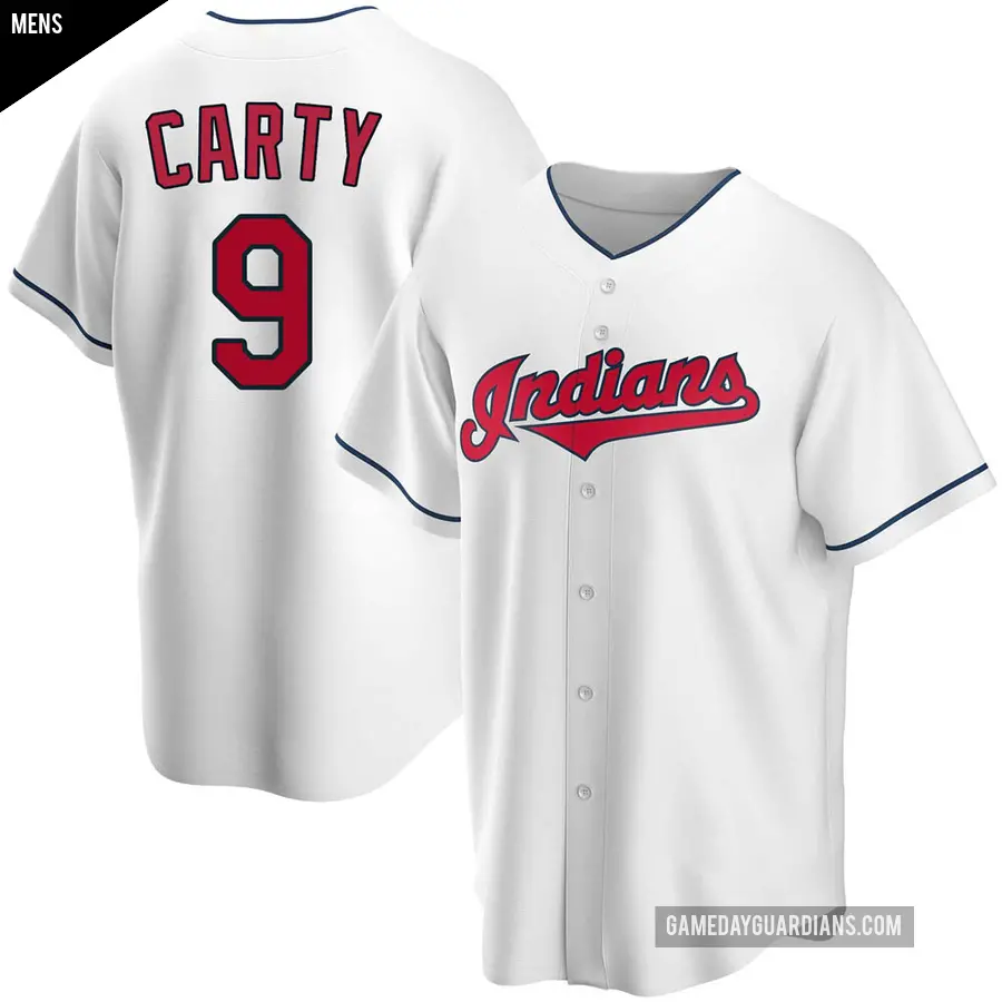 Men's Cleveland Guardians ＃9 Rico Carty Replica White Home Jersey
