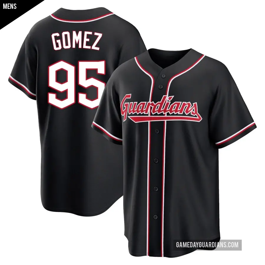 Men's Cleveland Guardians ＃95 Yorman Gomez Replica Black Fashion Out Jersey