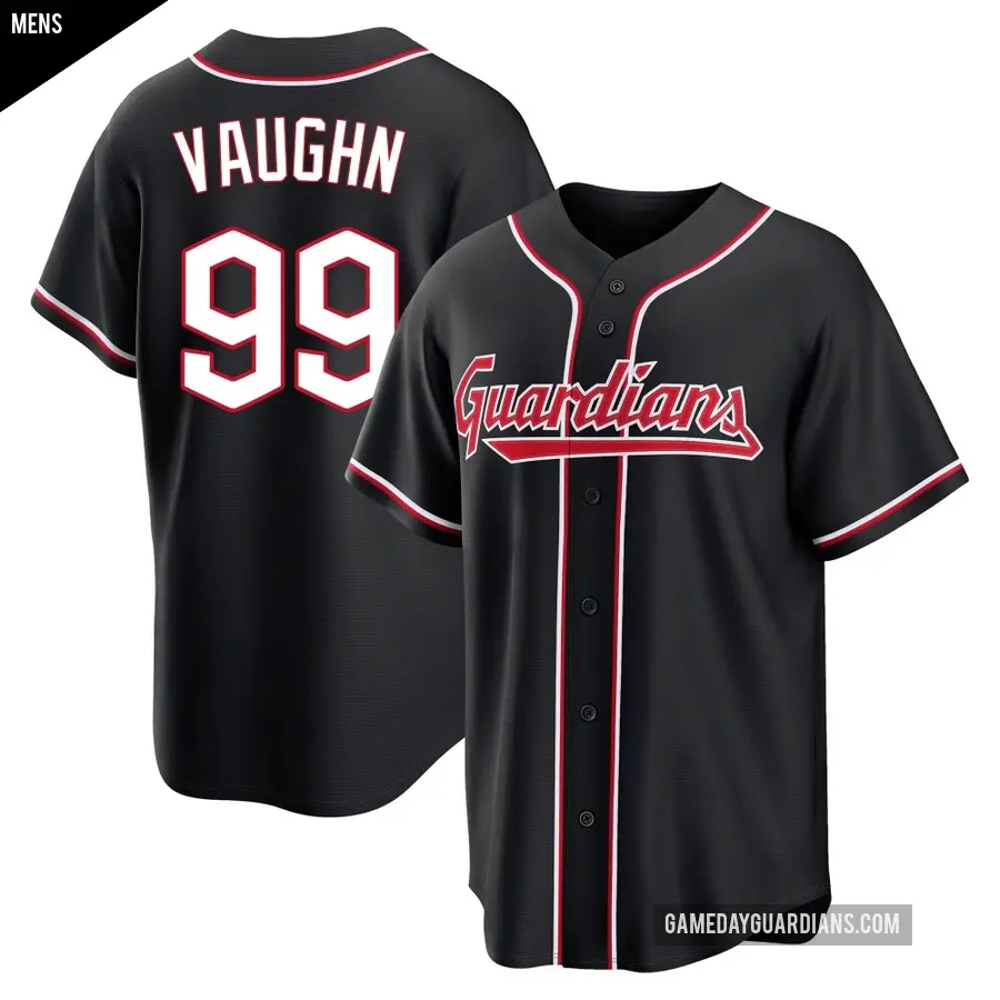 Men's Cleveland Guardians ＃99 Ricky Vaughn Replica Black Fashion Out Jersey