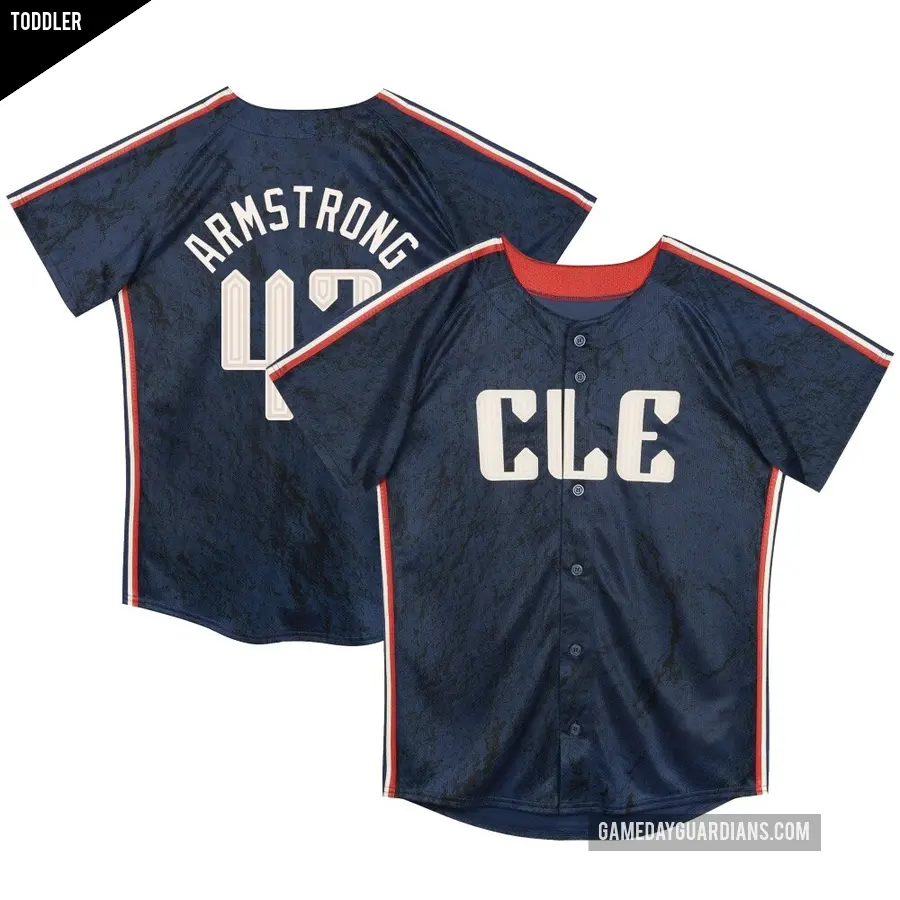Toddler Cleveland Guardians ＃43 Shawn Armstrong Limited Navy Preschool & 2024 City Connect Jersey