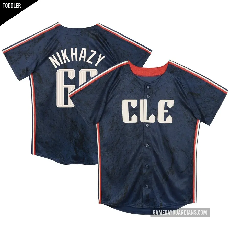 Toddler Cleveland Guardians ＃65 Doug Nikhazy Limited Navy Preschool & 2024 City Connect Jersey
