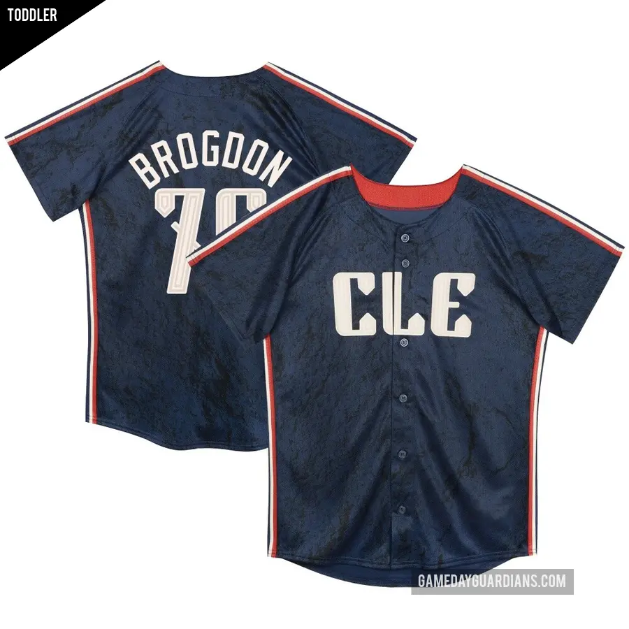 Toddler Cleveland Guardians ＃75 Connor Brogdon Limited Navy Preschool & 2024 City Connect Jersey