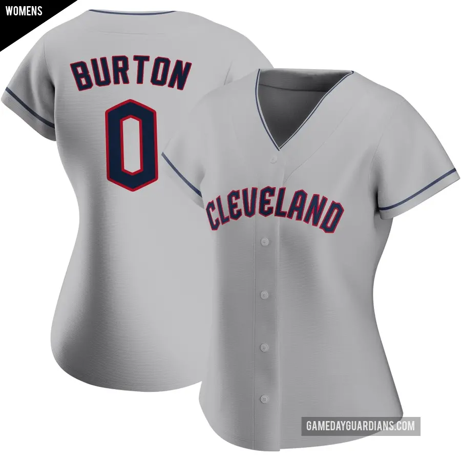 Women's Cleveland Guardians ＃0 Wesley Burton Replica Gray Road Jersey