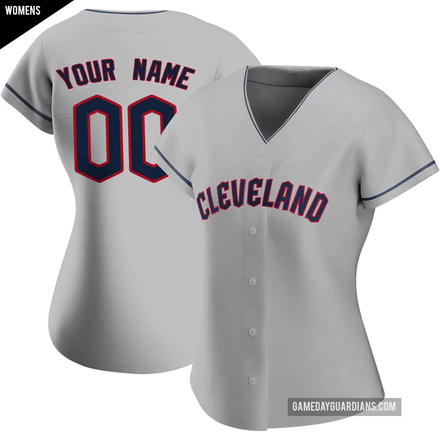 Women's Cleveland Guardians ＃00 Custom Authentic Gray Road Jersey