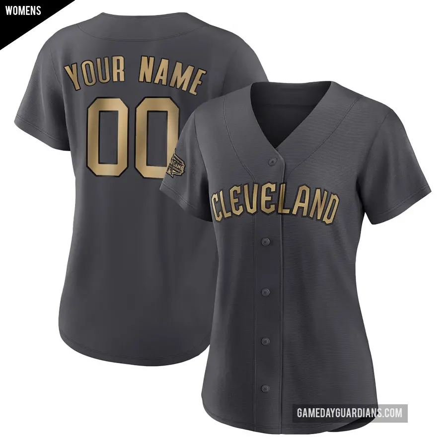 Women's Cleveland Guardians ＃00 Custom Game Charcoal Authentic 2022 All-Star Jersey