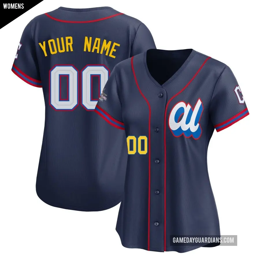 Women's Cleveland Guardians ＃00 Custom Limited Navy American League 2025 All-Star Edition Jersey