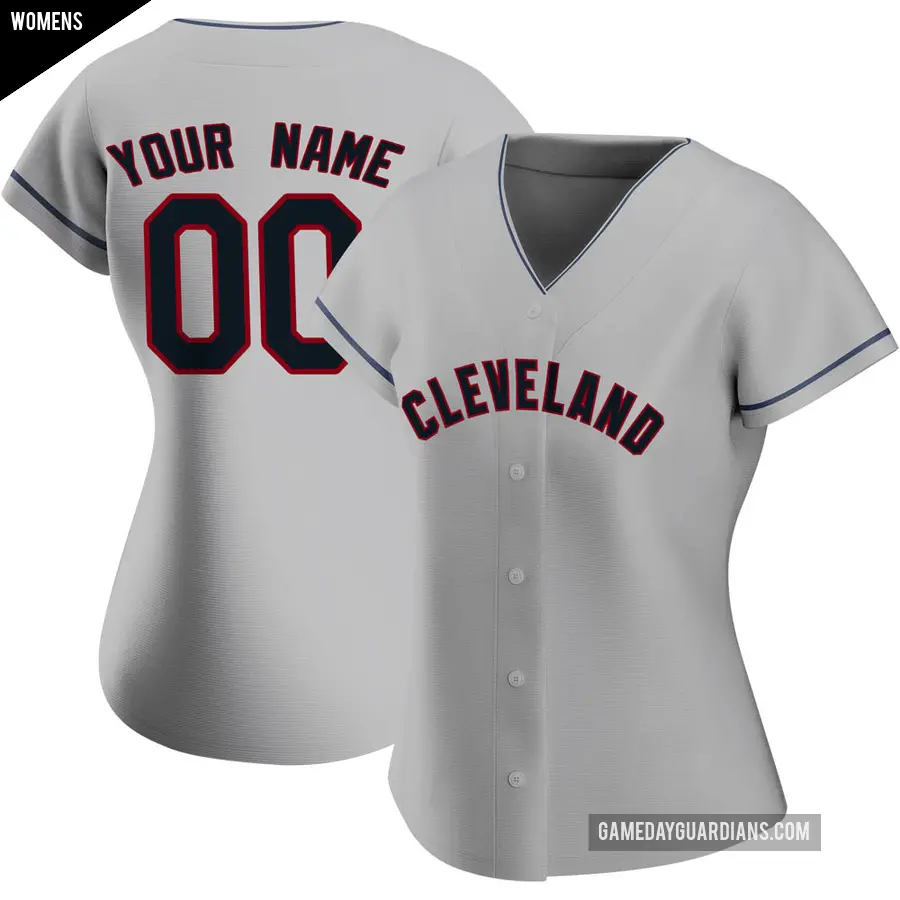 Women's Cleveland Guardians ＃00 Custom Replica Gray Road Jersey