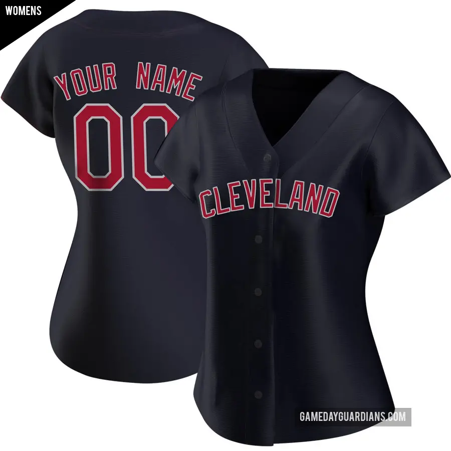 Women's Cleveland Guardians ＃00 Custom Replica Navy Alternate Jersey