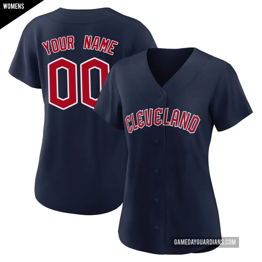 Women's Cleveland Guardians ＃00 Custom Replica Navy Alternate Jersey