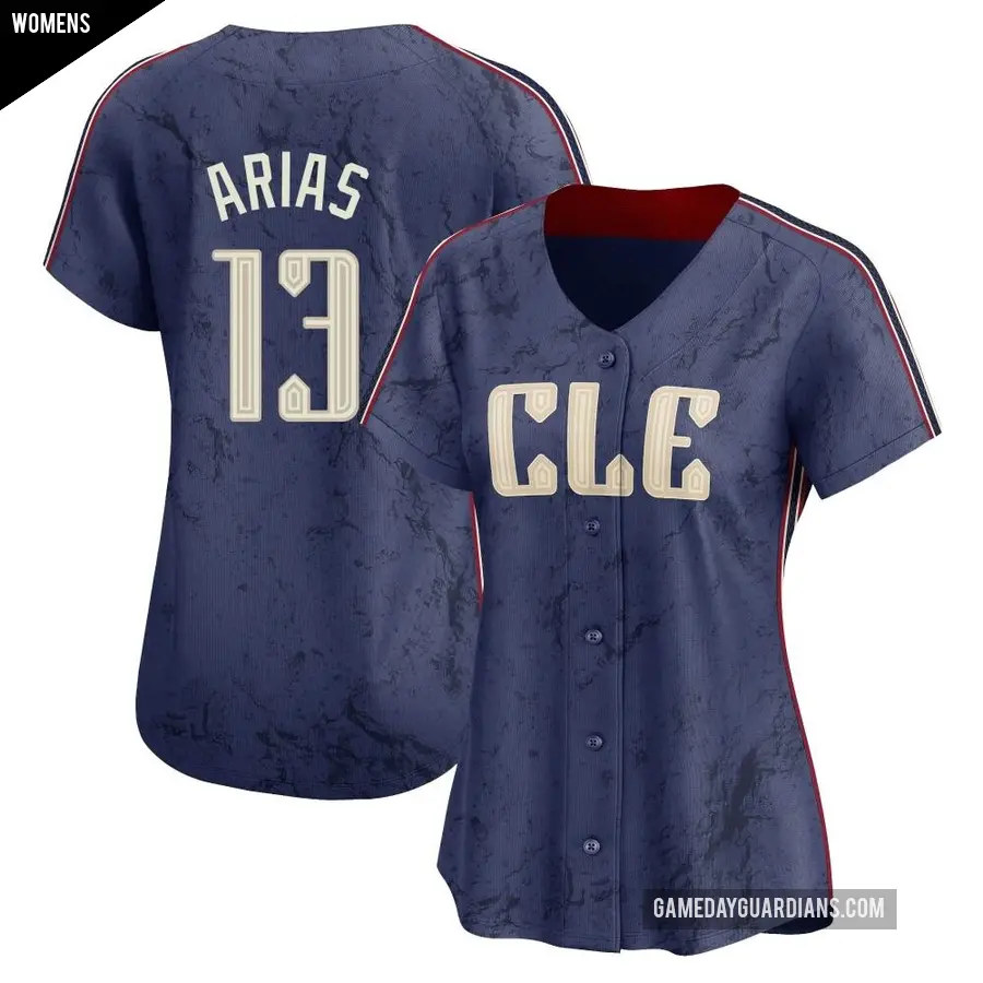 Women's Cleveland Guardians ＃13 Gabriel Arias Limited Navy 2024 City Connect Jersey