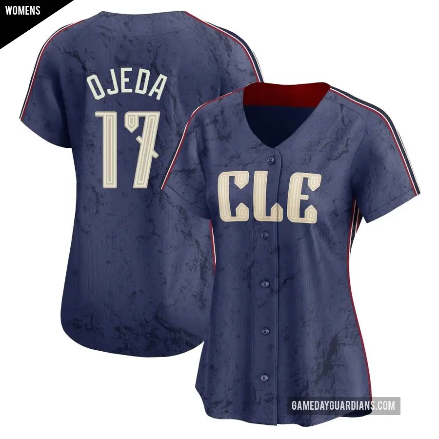 Women's Cleveland Guardians ＃17 Bob Ojeda Limited Navy 2024 City Connect Jersey